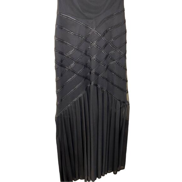 Tadashi Black Mermaid Dress Gown Sheer Front Drape Back Size Small - Picture 7 of 15
